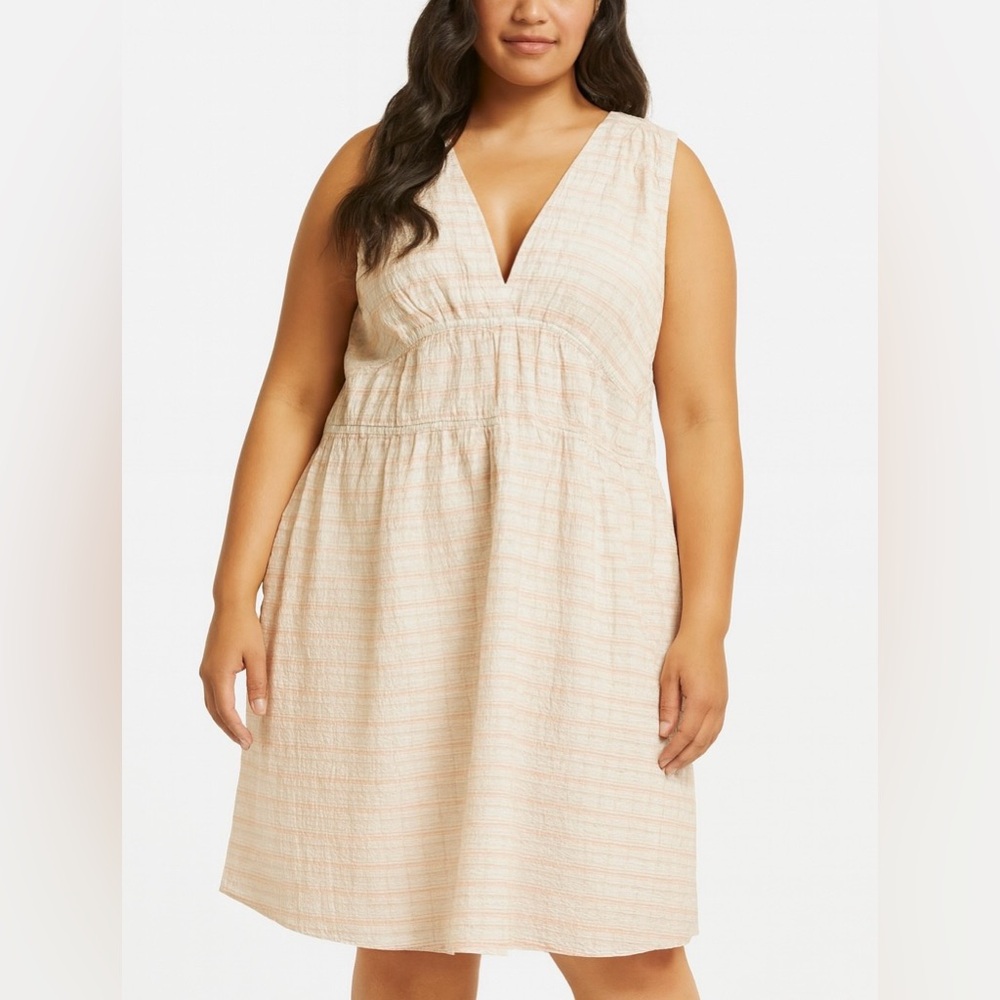 Treasure & Bond Ivory Honey Plaid Sleeveless Dress 2X NWT ART